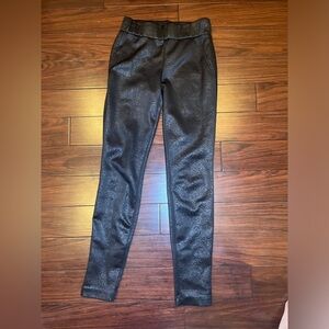Jessica Simpson Shiny Black Patterned Skinny Leg Pants